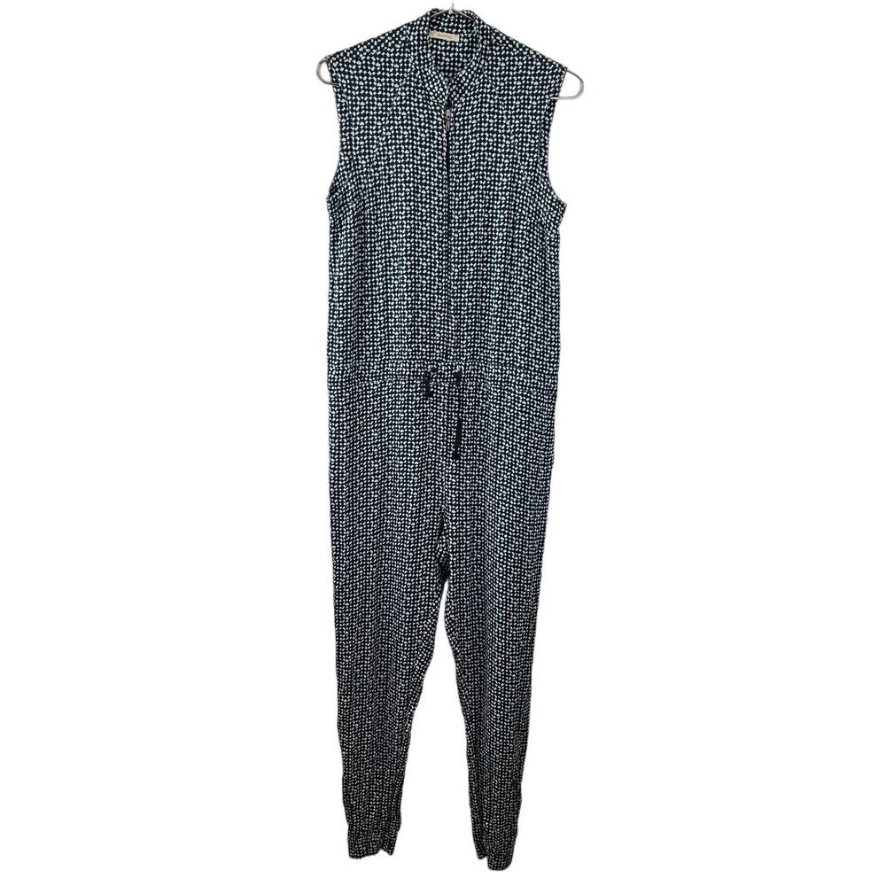 Devotion Twins Black White Sleeveless Zip Front Drawstring Jumpsuit Size XS